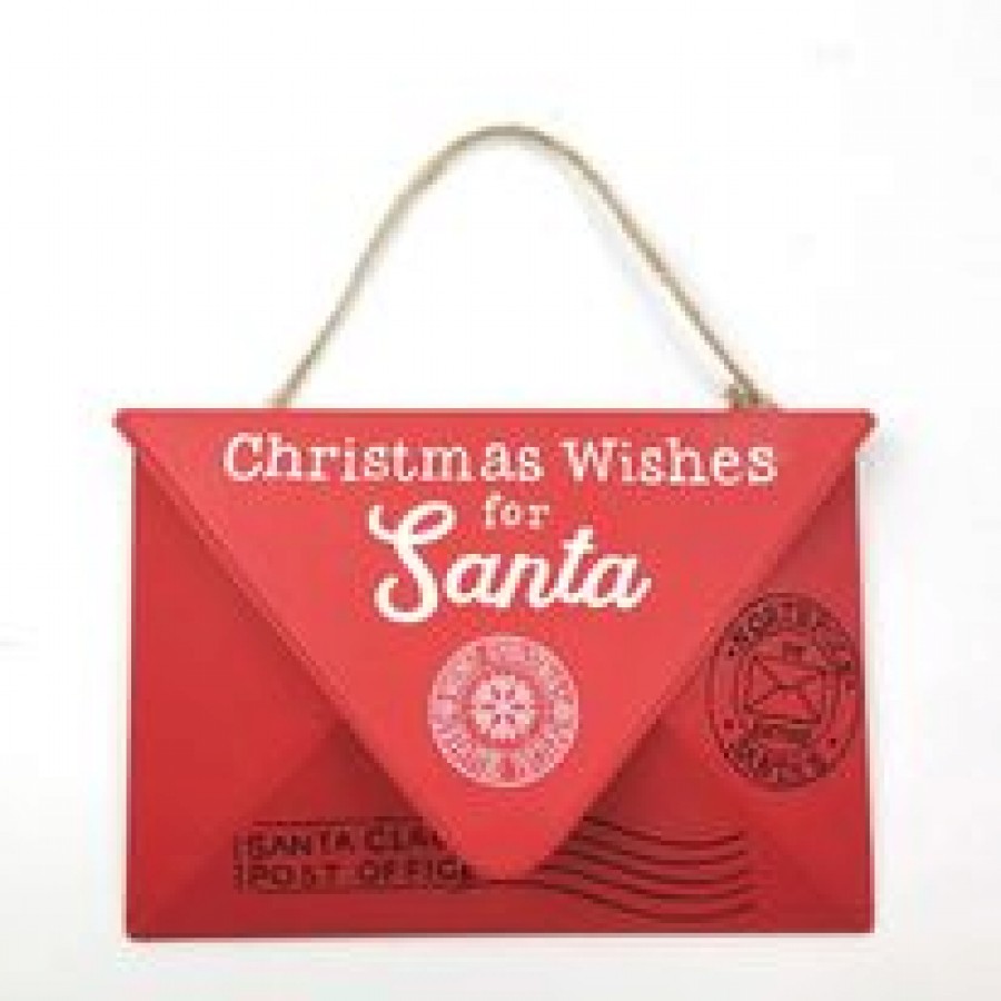 Χριστουγεννιάτικος Κρεμαστός Διακοσμητικός Φάκελος Κόκκινος "Wishes for Santa" 18 εκ 9768183 Χριστούγεννα